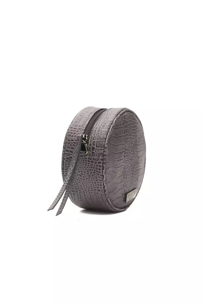 Gray Leather Crossbody Bag