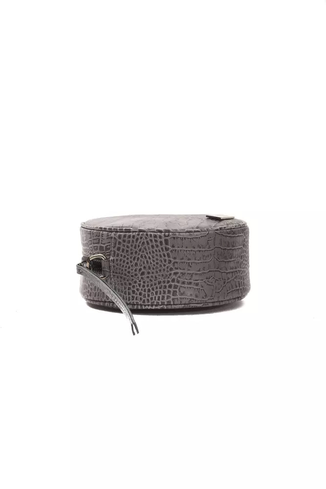 Gray Leather Crossbody Bag